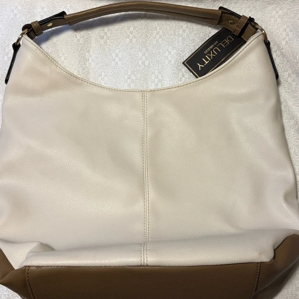 Deluxity Cream and Tan Hobo Bag